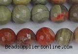 CSL233 15.5 inches 10mm faceted round silver leaf jasper beads