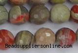 CSL234 15.5 inches 12mm faceted round silver leaf jasper beads