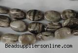 CSL40 15.5 inches 8*12mm oval silver leaf jasper beads wholesale