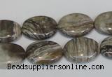 CSL43 15.5 inches 13*18mm oval silver leaf jasper beads wholesale