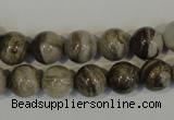 CSL92 15.5 inches 10mm round silver leaf jasper beads wholesale