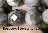 CSL94 15.5 inches 10mm faceted round sliver leaf jasper beads