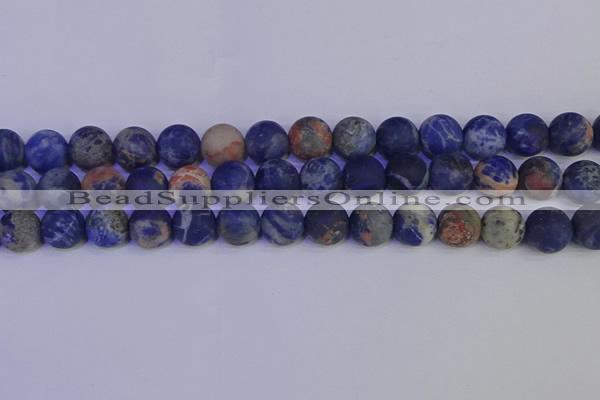 CSO525 15.5 inches 14mm round matte orange sodalite beads wholesale