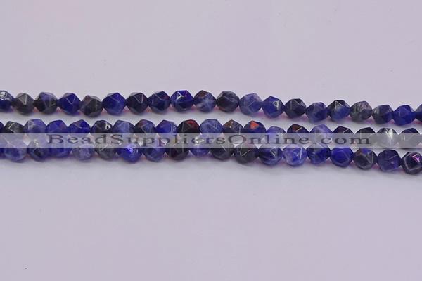 CSO552 15.5 inches 8mm faceted nuggets sodalite gemstone beads