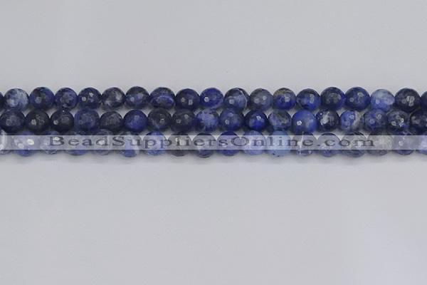 CSO560 15.5 inches 8mm faceted round sodalite gemstone beads