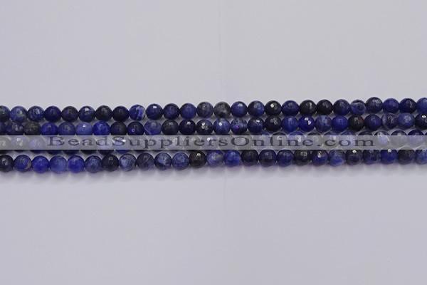 CSO600 15.5 inches 4mm faceted round sodalite gemstone beads