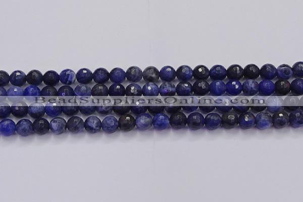 CSO602 15.5 inches 8mm faceted round sodalite gemstone beads