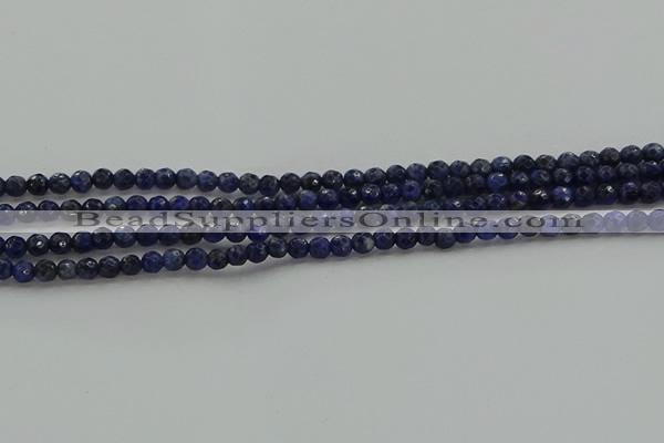 CSO641 15.5 inches 4mm faceted round sodalite gemstone beads