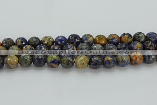 CSO756 15.5 inches 16mm faceted round orange sodalite beads