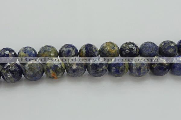 CSO758 15.5 inches 20mm faceted round orange sodalite beads