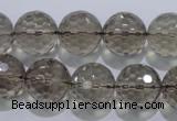 CSQ106 15.5 inches 16mm faceted round grade AA natural smoky quartz beads