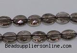 CSQ117 8*10mm facetad oval grade AA natural smoky quartz beads