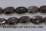 CSQ118 10*14mm facetad oval grade AA natural smoky quartz beads