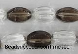 CSQ150 15.5 inches 12*18mm rice white crystal & smoky quartz beads