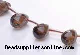 CSQ19 A grade 8*14mm faceted teardrop natural smoky quartz beads