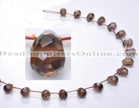 CSQ19 A grade 8*14mm faceted teardrop natural smoky quartz beads