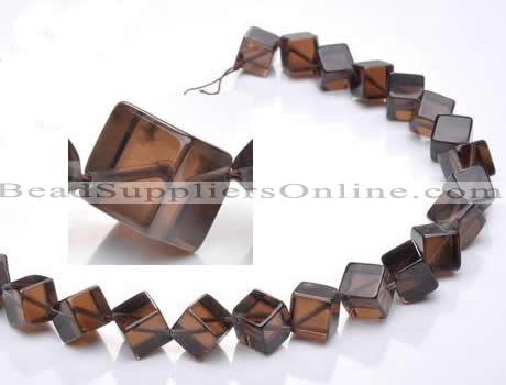 CSQ24 AB grade 10*10mm cube natural smoky quartz beads wholesale