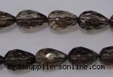 CSQ243 10*14mm faceted teardrop grade AA natural smoky quartz beads