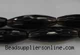 CSQ262 15.5 inches 10*30mm faceted rice natural smoky quartz beads