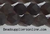 CSQ533 15.5 inches 10mm faceted nuggets matte smoky quartz beads