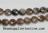 CSS104 15.5 inches 8mm faceted coin natural sunstone beads wholesale