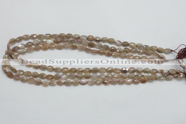 CSS105 15.5 inches 6*8mm faceted oval natural sunstone beads wholesale