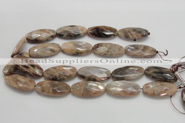 CSS110 15.5 inches 20*40mm faceted oval natural sunstone beads wholesale