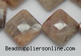 CSS112 15.5 inches 20*20mm faceted diamond natural sunstone beads