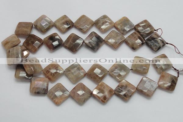 CSS112 15.5 inches 20*20mm faceted diamond natural sunstone beads