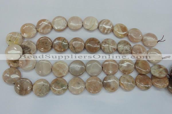 CSS239 15.5 inches 20mm flat round natural sunstone beads