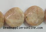 CSS256 15.5 inches 20mm twisted coin natural sunstone beads