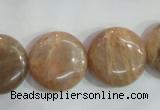 CSS260 15.5 inches 20mm flat round natural sunstone beads