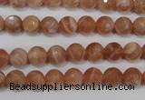 CSS502 15.5 inches 7mm faceted round natural golden sunstone beads