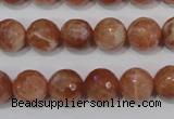 CSS506 15.5 inches 11mm faceted round natural golden sunstone beads