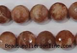 CSS508 15.5 inches 14mm faceted round natural golden sunstone beads