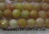 CSS611 15.5 inches 6mm faceted round yellow sunstone gemstone beads