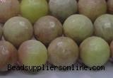 CSS614 15.5 inches 12mm faceted round yellow sunstone gemstone beads