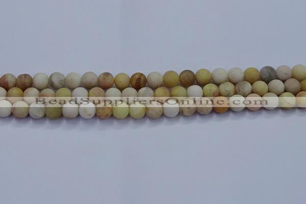 CSS622 15.5 inches 8mm round matte yellow sunstone gemstone beads