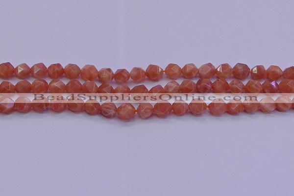 CSS682 15.5 inches 8mm faceted nuggets natural sunstone beads