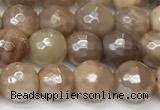 CSS811 15 inches 8mm faceted round AB-color sunstone beads