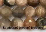 CSS831 15 inches 8mm faceted round sunstone beads