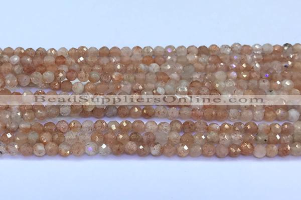 CSS837 15 inches 4mm faceted round golden sunstone beads