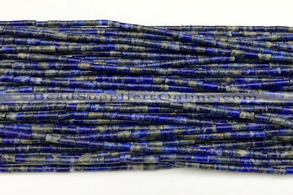 CTB1007 15 inches 2*4mm tube lapis lazuli beads