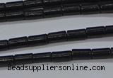 CTB300 15.5 inches 3*6mm tube black stone beads wholesale