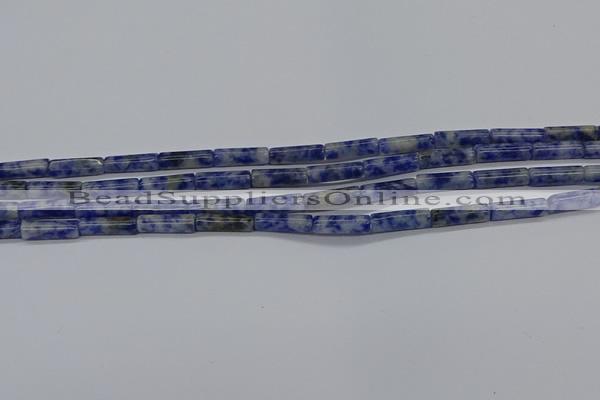 CTB355 15.5 inches 4*13mm tube blue spot stone beads wholesale