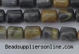 CTB712 15.5 inches 6*8mm tube black picasso jasper beads wholesale