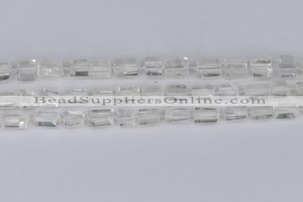 CTB730 15.5 inches 6*10mm - 8*12mm faceted tube white crystal beads