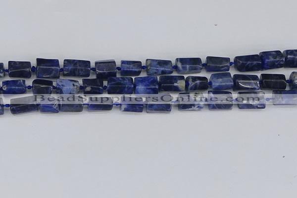 CTB735 15.5 inches 6*10mm - 8*12mm faceted tube sodalite beads