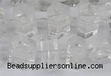 CTB750 15.5 inches 6*10mm - 8*12mm faceted tube white crystal beads