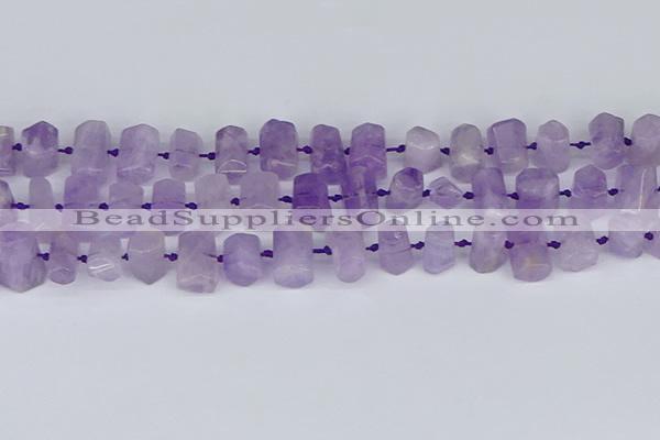 CTB752 15.5 inches 6*10mm - 8*12mm faceted tube lavender amethyst beads